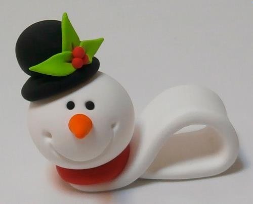 Muñeco de nieve navideño hecho con Jumping Clay