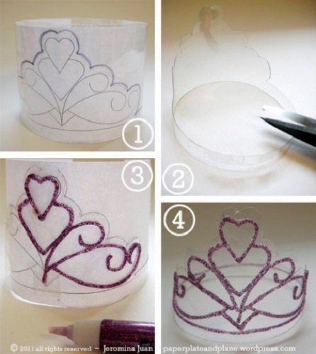 Tutorial para crear tiaras de purpurina de Paper, plate and plane